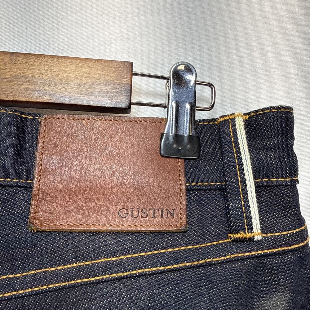 Gustin #541 The Rainbow Selvedge Slim Denim Jeans Size 32 Button Fly Dark Wash - Picture 7 of 9